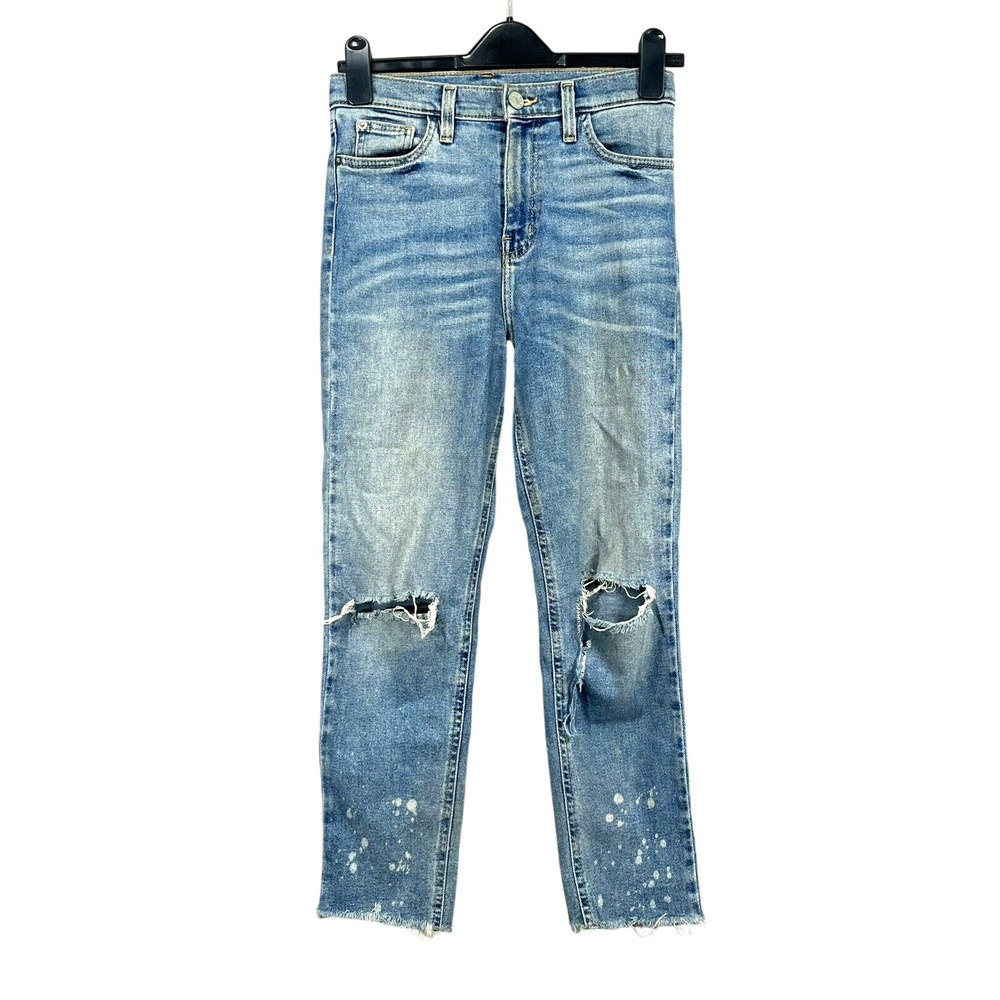 BDG Urban Outfitters GIRLFRIEND Blue DISTRESSED/DESTROYED Stretch Denim JEANS 25
